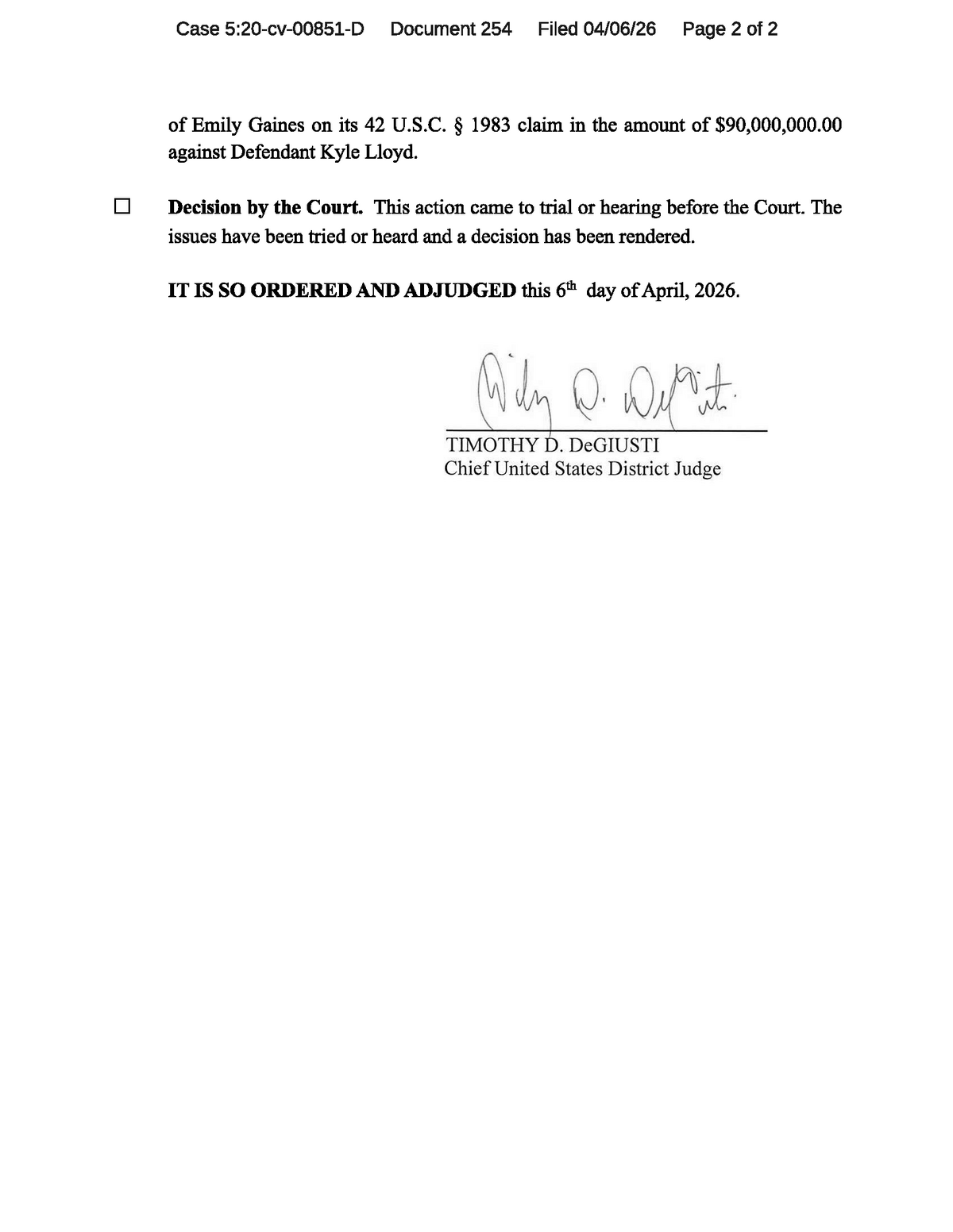 Emily Gaines Judgement