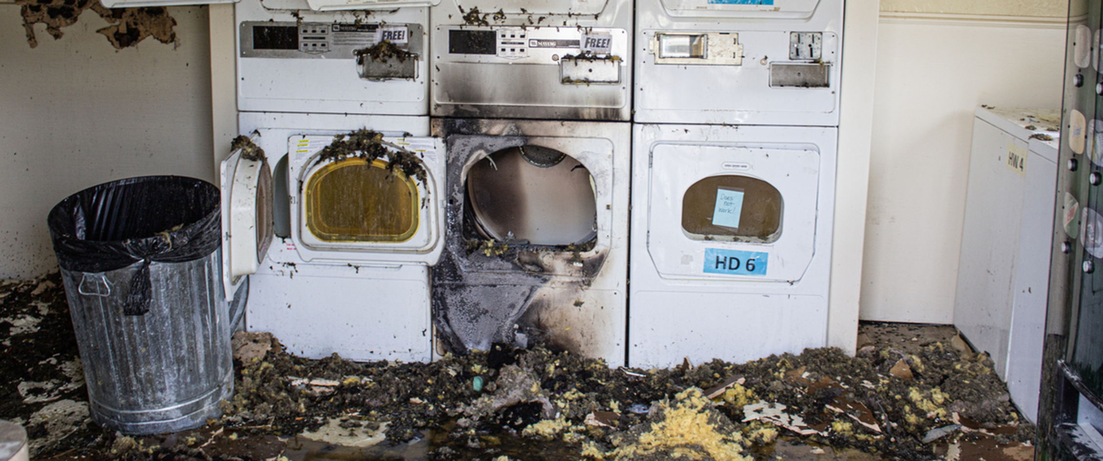 Fire in a laundromat.
