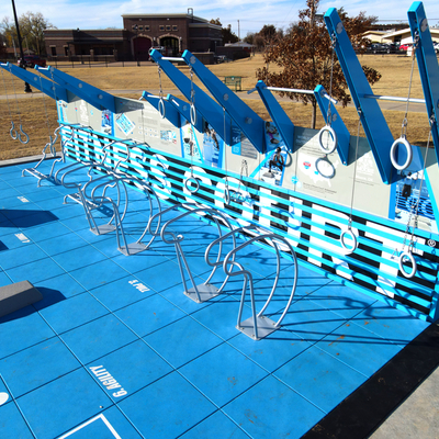 Right side aerial of Fitness Court wall