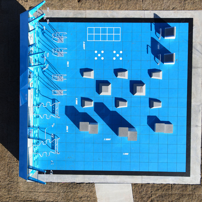 Aerial looking straight down on Fitness Court