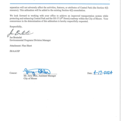 Addendum to Individual Categorical Exclusion Document
